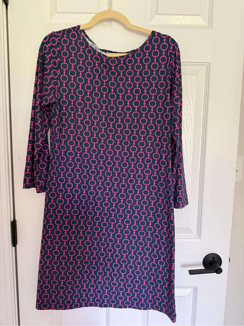 Melly M Navy and Pink Long Sleeve Shift Dress